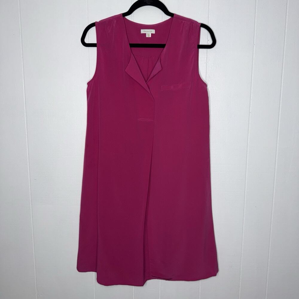 Garnet Hill Women’s 100% Silk Shift Tank Dress Magenta Pink Size 8